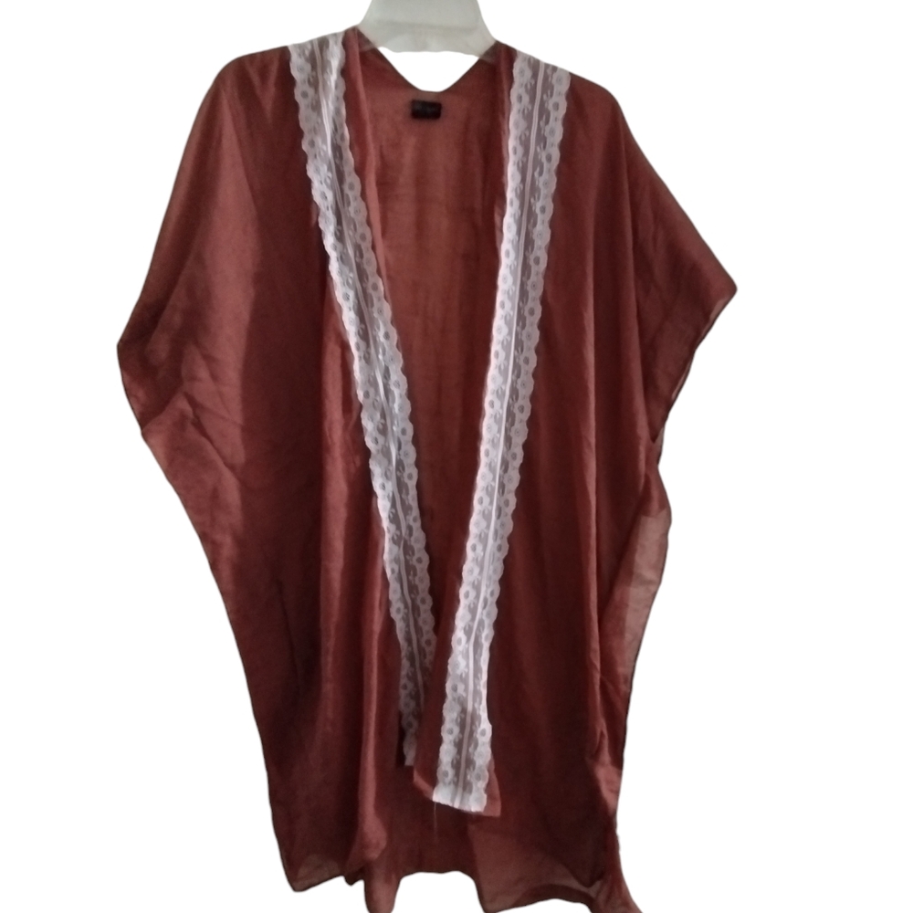 Beautiful Rust colored and lace long shawl/cape/wrap